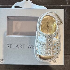 Stuart Weitzman Glittering Silver Baby Sandals